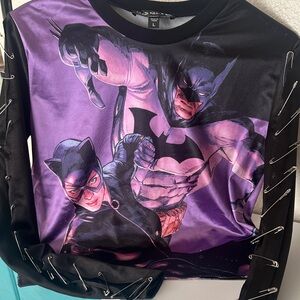 Dolls Kill x DC Black and Purple Graphic Top